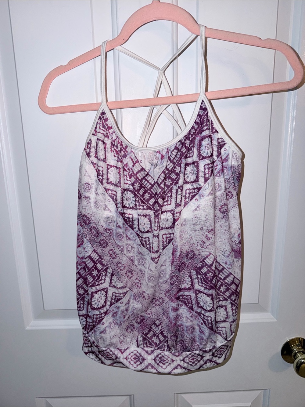 Prana Purple and White Printed Strappy Camisole